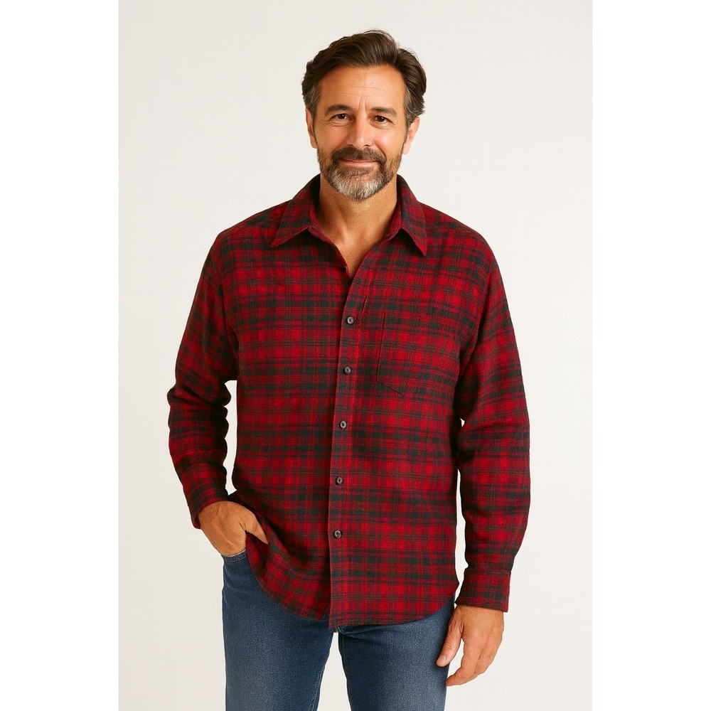 Pendleton Board Shirt Flannel Wool Mens Plaid Button Up Large Red